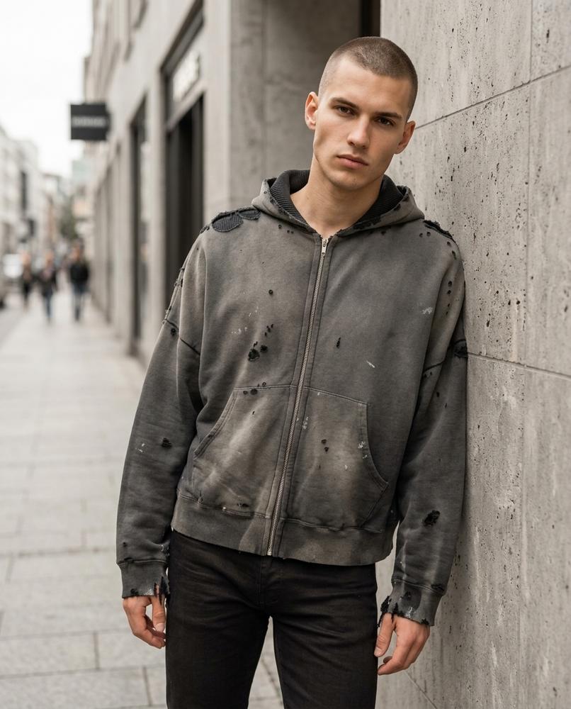 Zumieze - Sozus | Distressed Zip-Up Hoodie Men