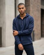 Zumieze - Yotak | Linen Button-Placket Hoodie Men