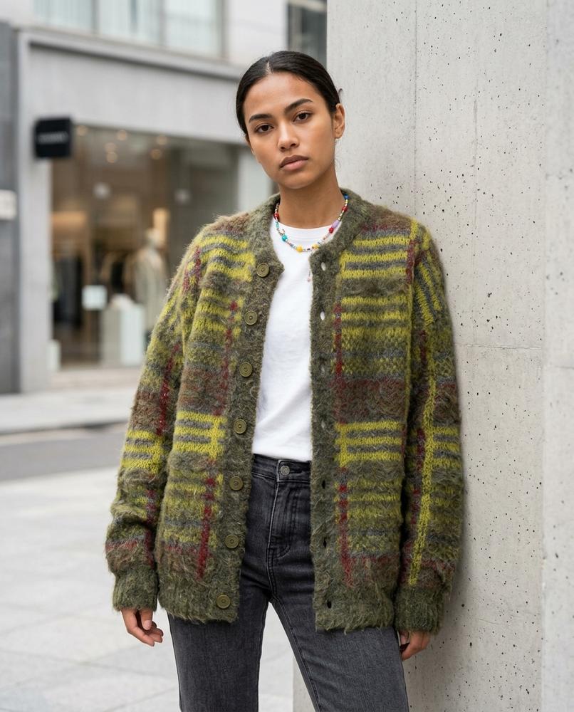 Zumieze - Soser | Plaid Textured Knit Cardigan Unisex