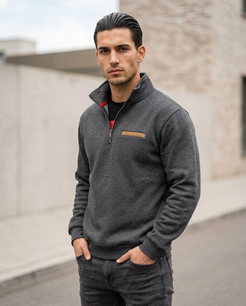 Zumieze - Yokuv | Quarter-Zip Stand-Collar Sweatshirt Men