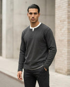 Zumieze - Vemak | Waffle-Knit Split-Neck Sweater Men