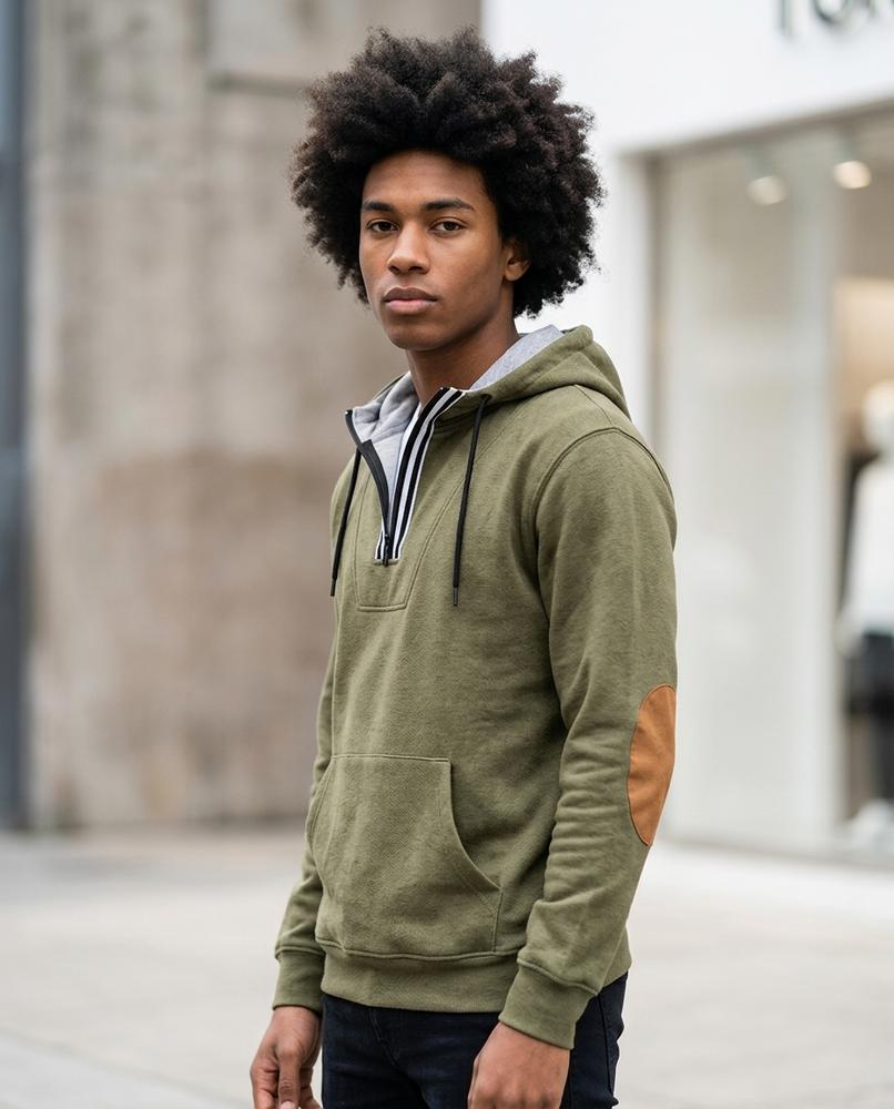Zumieze - Dafut | Quarter-Zip Patched Hoodie Men