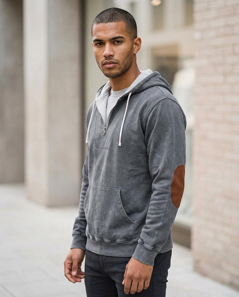 Zumieze - Dafut | Quarter-Zip Patched Hoodie Men