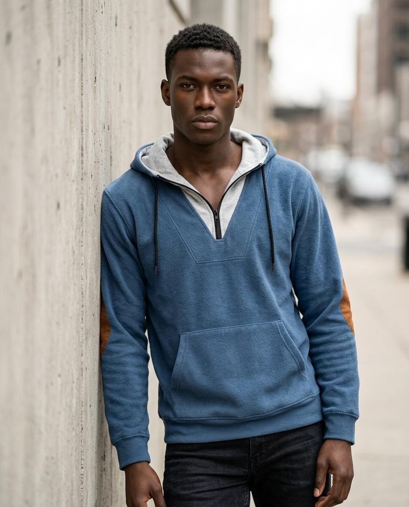Zumieze - Dafut | Quarter-Zip Patched Hoodie Men