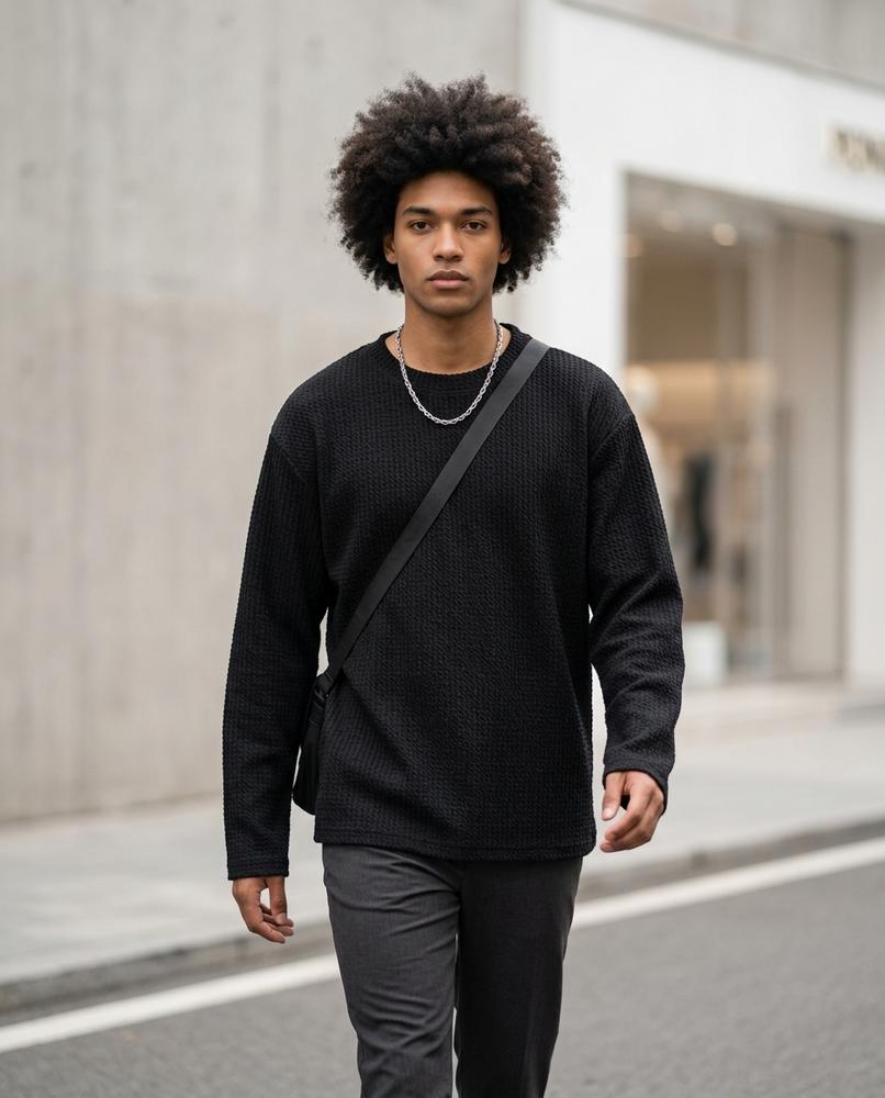 Zumieze - Kafal | Textured Relaxed-Fit Sweater Men