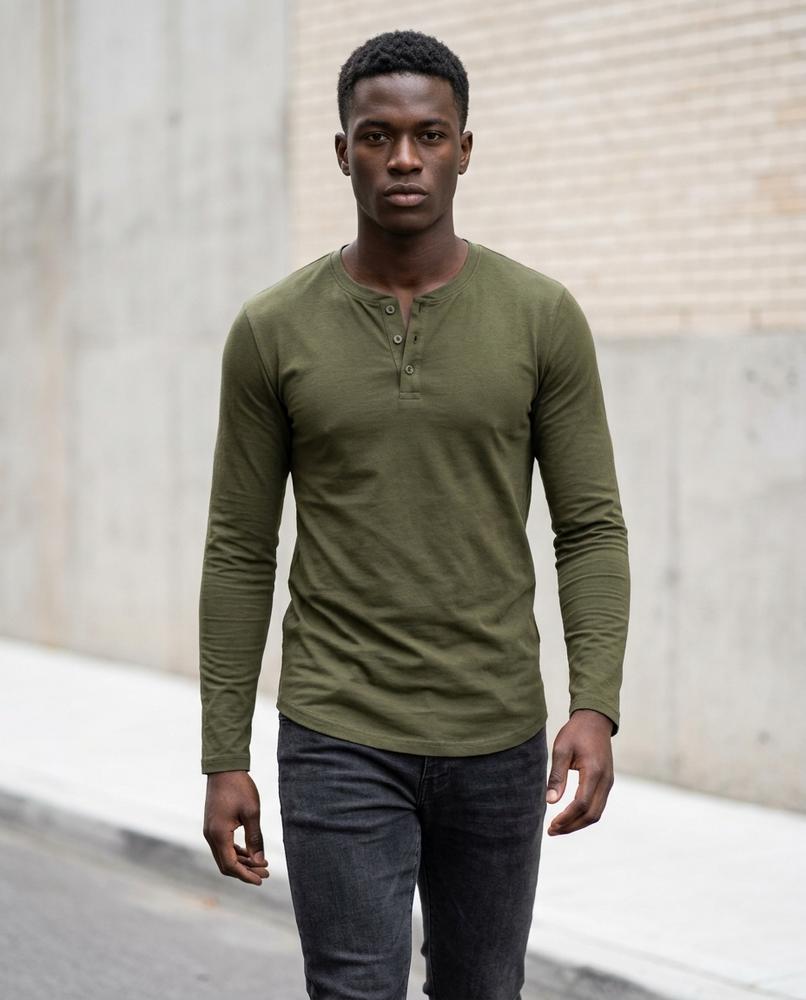 Zumieze - Aobir | Long-Sleeved Button-Placket T-Shirt Men