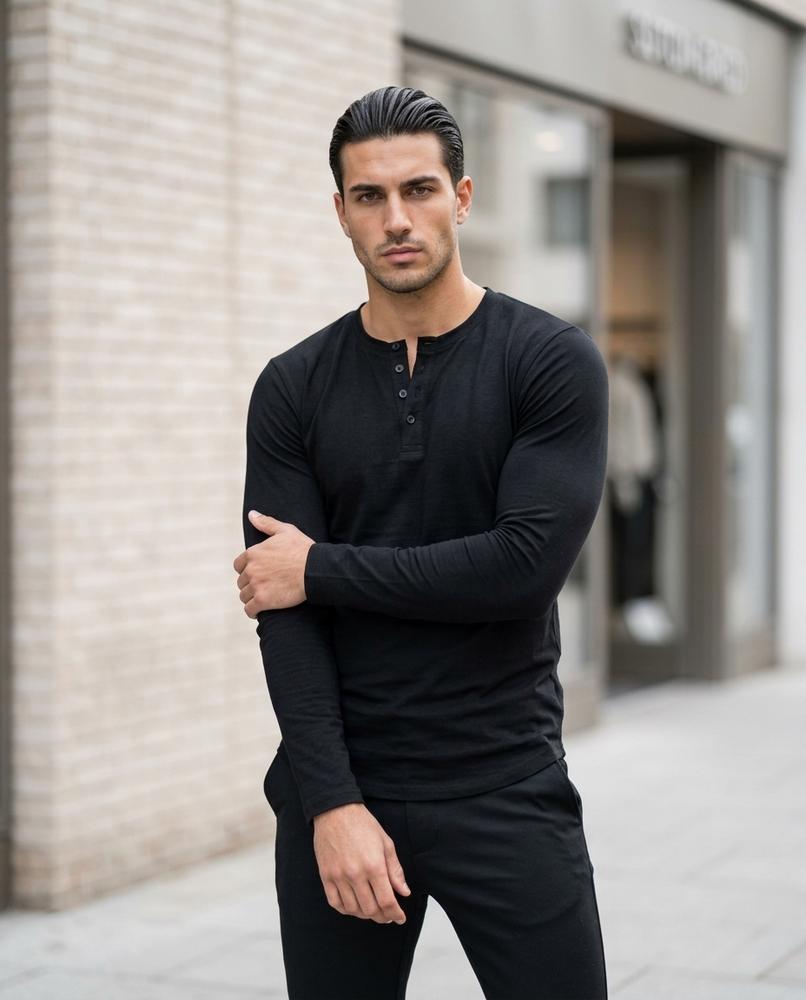 Zumieze - Aobir | Long-Sleeved Button-Placket T-Shirt Men