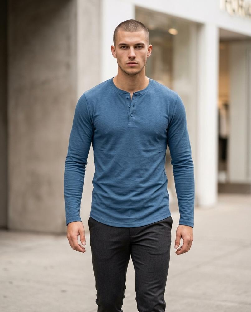 Zumieze - Aobir | Long-Sleeved Button-Placket T-Shirt Men