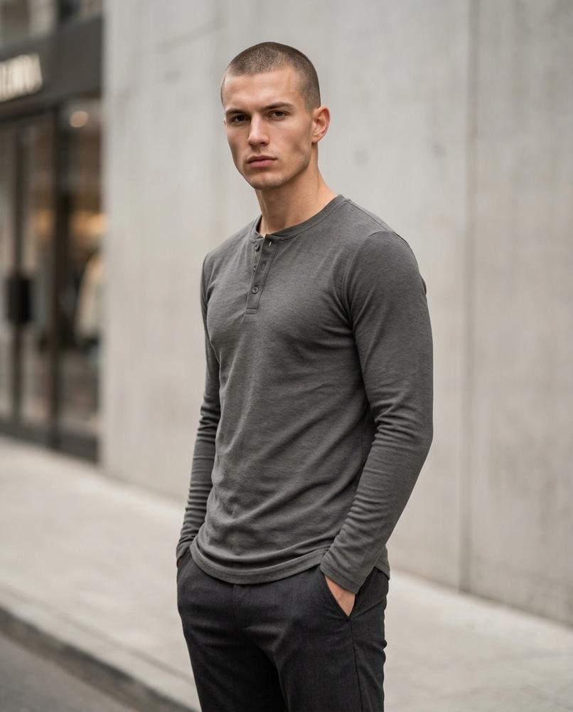 Zumieze - Aobir | Long-Sleeved Button-Placket T-Shirt Men