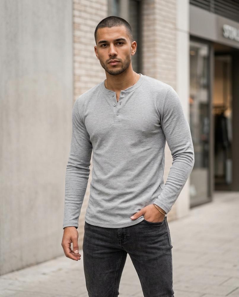Zumieze - Aobir | Long-Sleeved Button-Placket T-Shirt Men