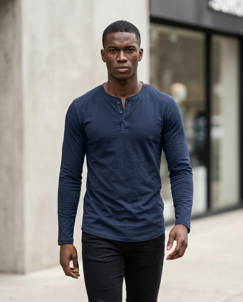 Zumieze - Aobir | Long-Sleeved Button-Placket T-Shirt Men