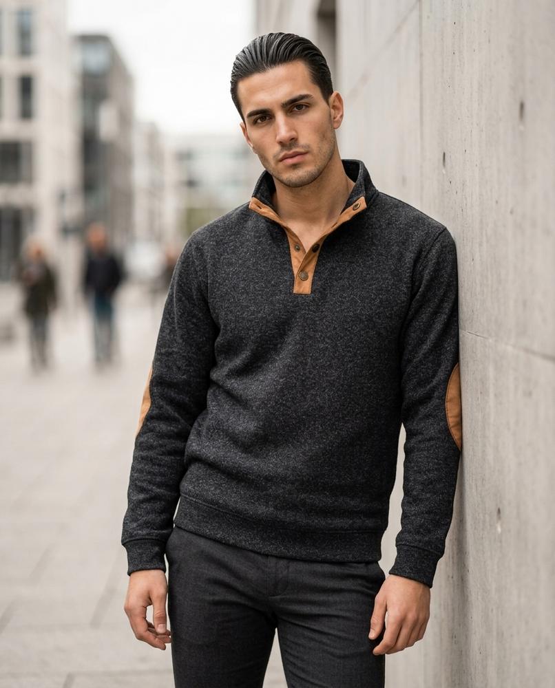 Zumieze - Sopol | Marled Button-Neck Sweater Men