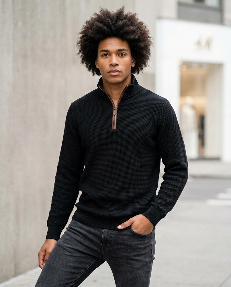 Zumieze - Kefus | Textured Quarter-Zip Sweater Men