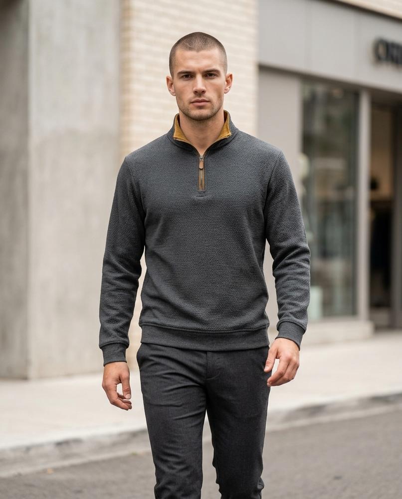Zumieze - Kefus | Textured Quarter-Zip Sweater Men