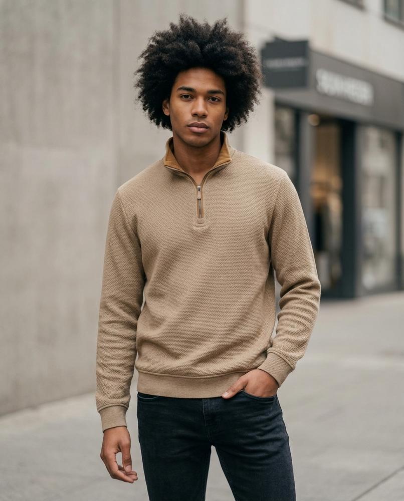 Zumieze - Kefus | Textured Quarter-Zip Sweater Men