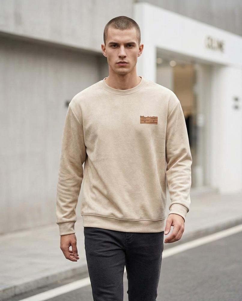 Zumieze - Yoduv | Suede-Effect Relaxed-Fit Sweatshirt Men