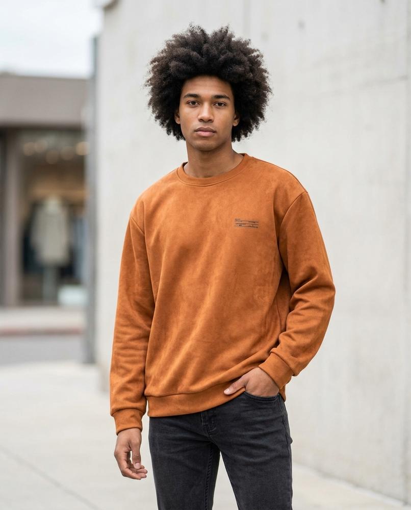 Zumieze - Yoduv | Suede-Effect Relaxed-Fit Sweatshirt Men