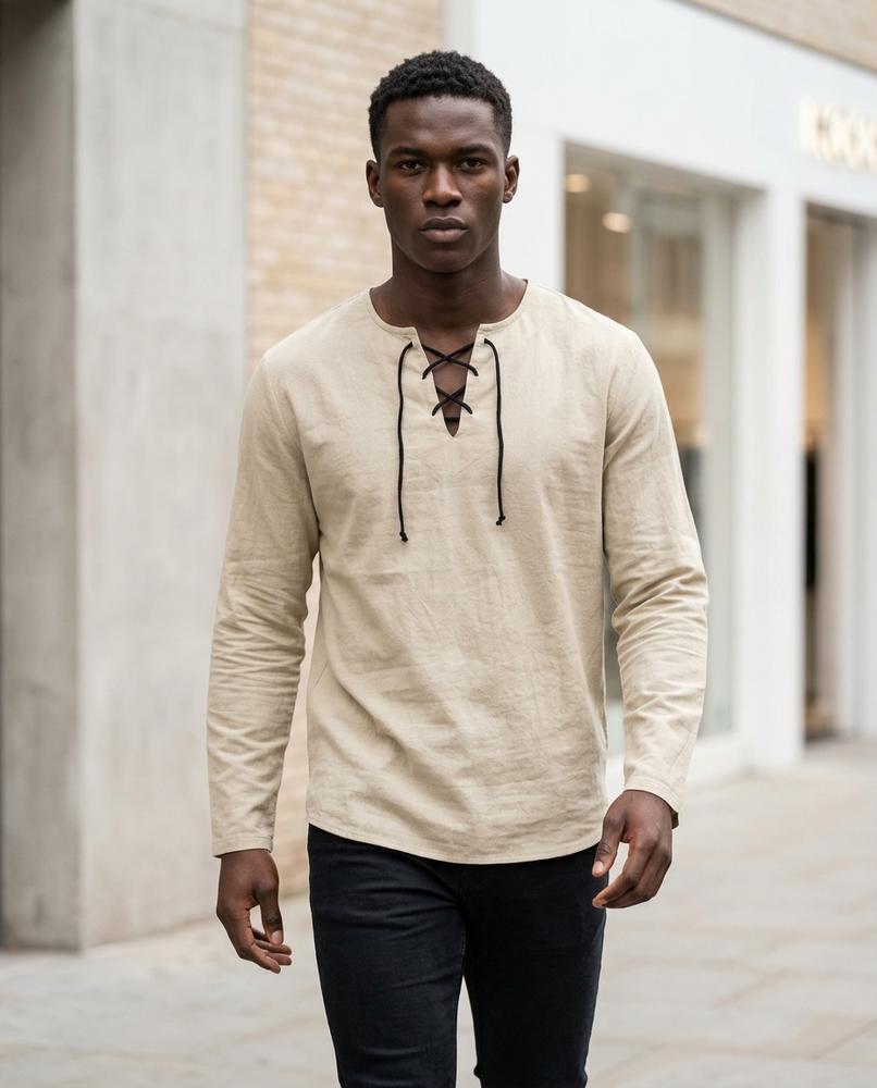 Zumieze - Luviv | Lace-Up Long-Sleeved Shirt Men
