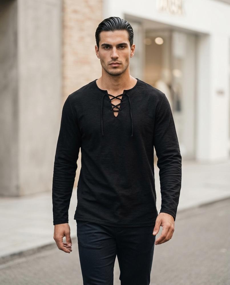 Zumieze - Luviv | Lace-Up Long-Sleeved Shirt Men