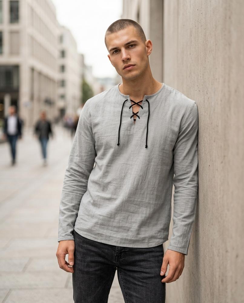 Zumieze - Luviv | Lace-Up Long-Sleeved Shirt Men