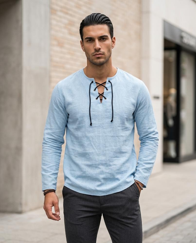 Zumieze - Luviv | Lace-Up Long-Sleeved Shirt Men