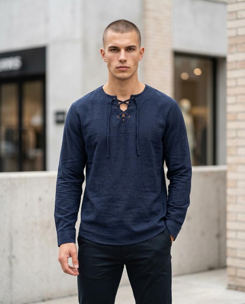 Zumieze - Luviv | Lace-Up Long-Sleeved Shirt Men
