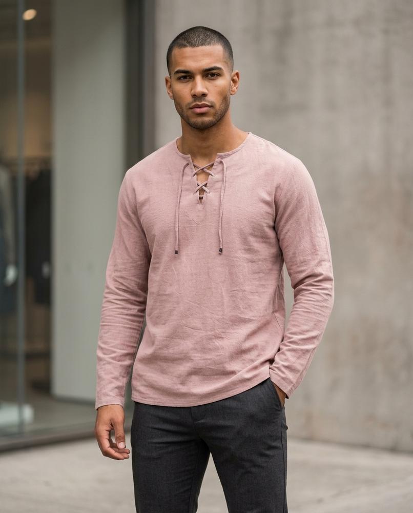 Zumieze - Luviv | Lace-Up Long-Sleeved Shirt Men