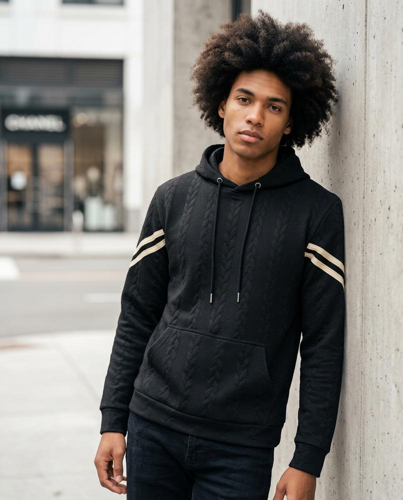 Zumieze - Yufot | Textured Striped Hoodie Men