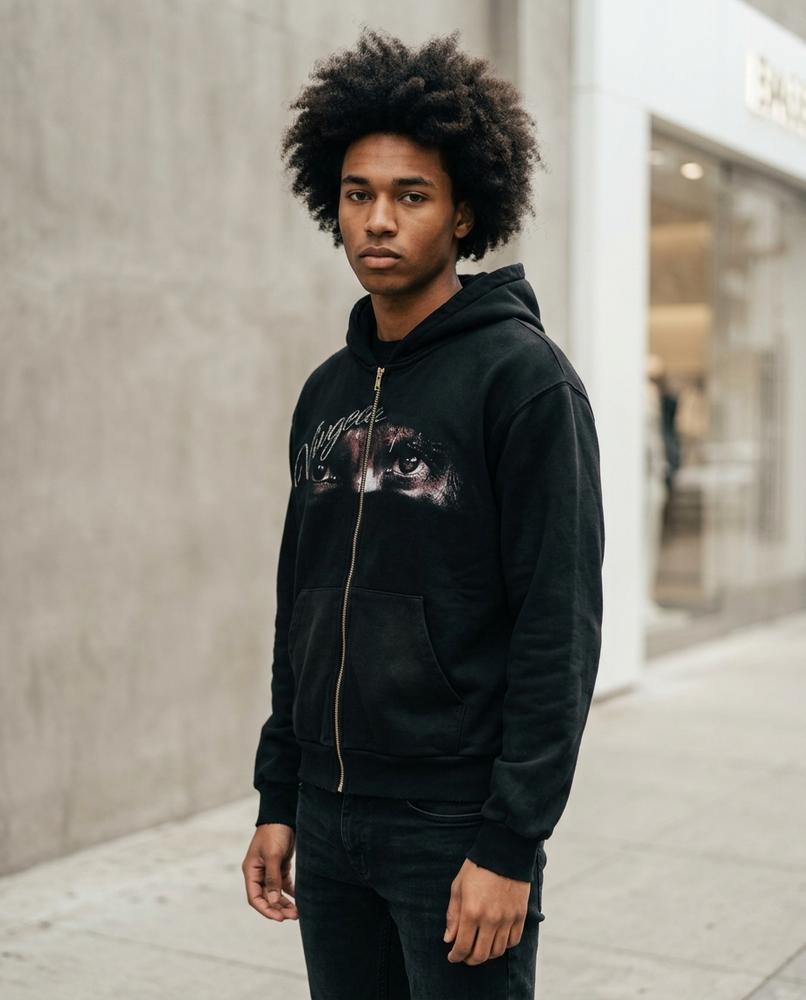 Zumieze - Ellev | Zip-Up Printed Hoodie Men