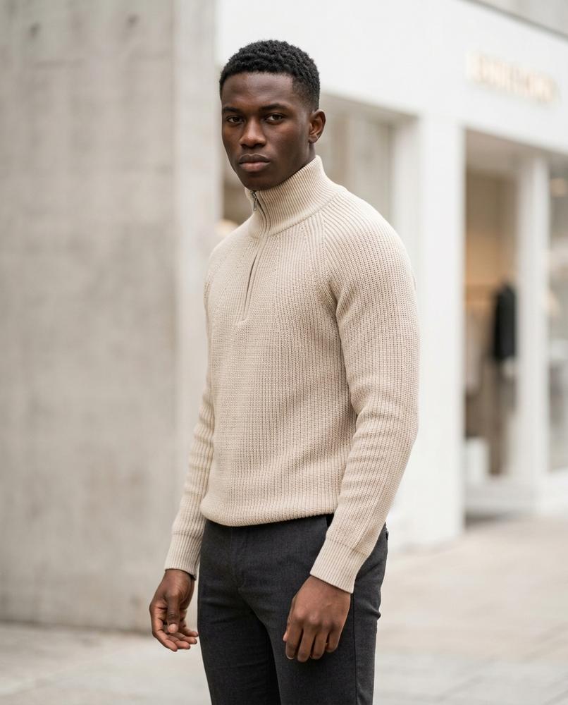 Zumieze - Mimar | Rib-Knit Quarter-Zip Sweater Men
