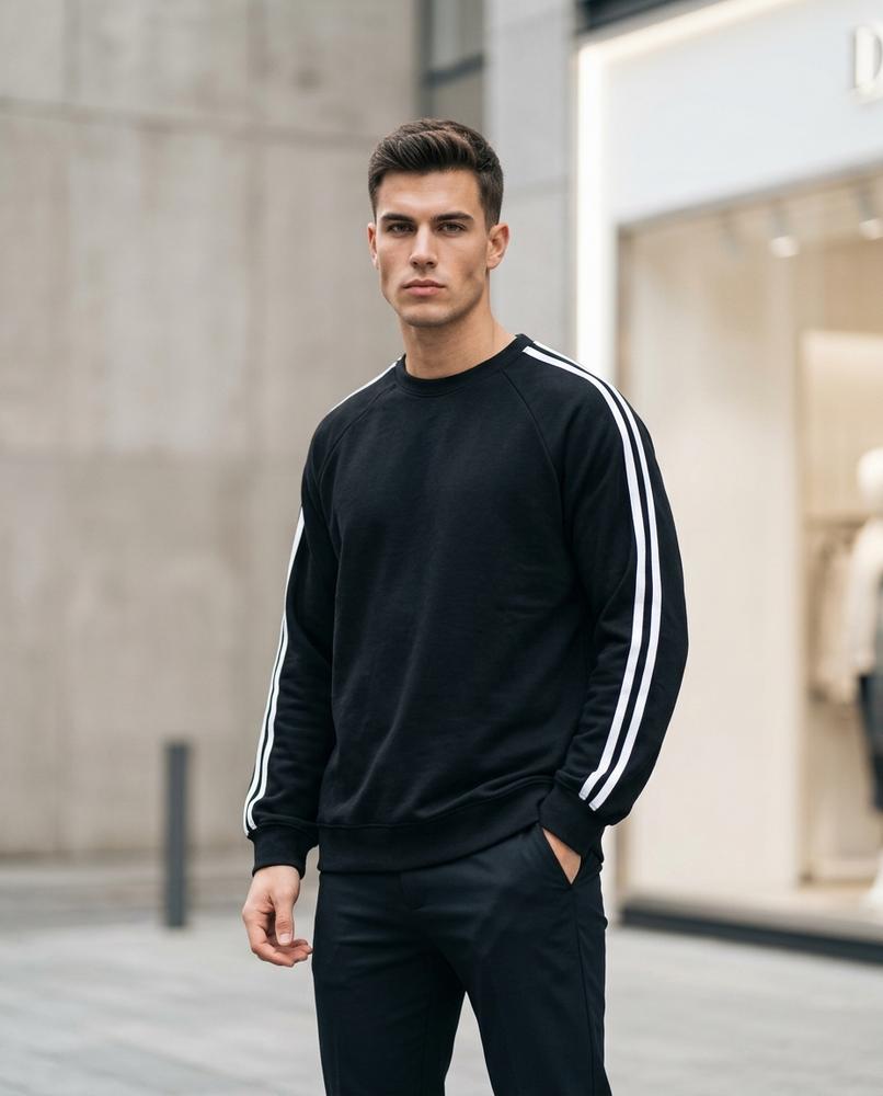 Zumieze - Kavan | Striped Raglan Sleeve Sweatshirt Men