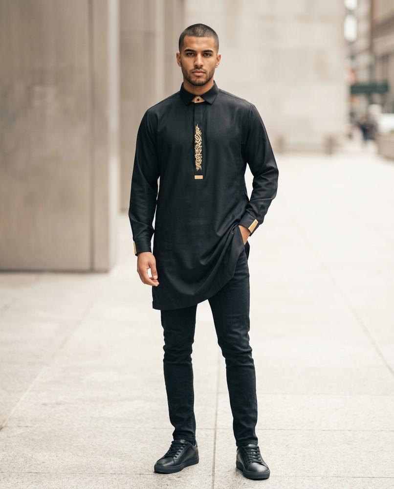 Zumieze - Saken | Embroidered Longline Tunic Men