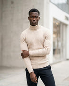 Zumieze - Vemir | Cable-Knit Slim-Fit Turtleneck Sweater Men