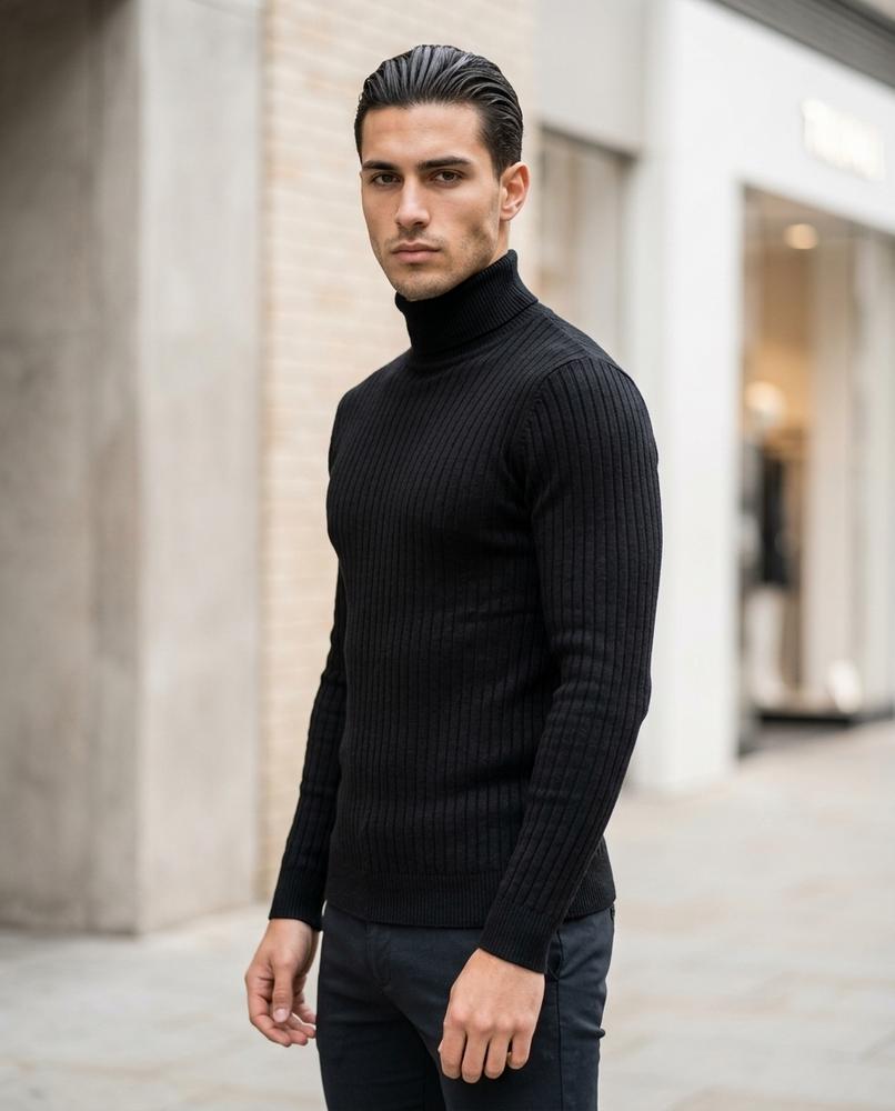 Zumieze - Vemir | Cable-Knit Slim-Fit Turtleneck Sweater Men