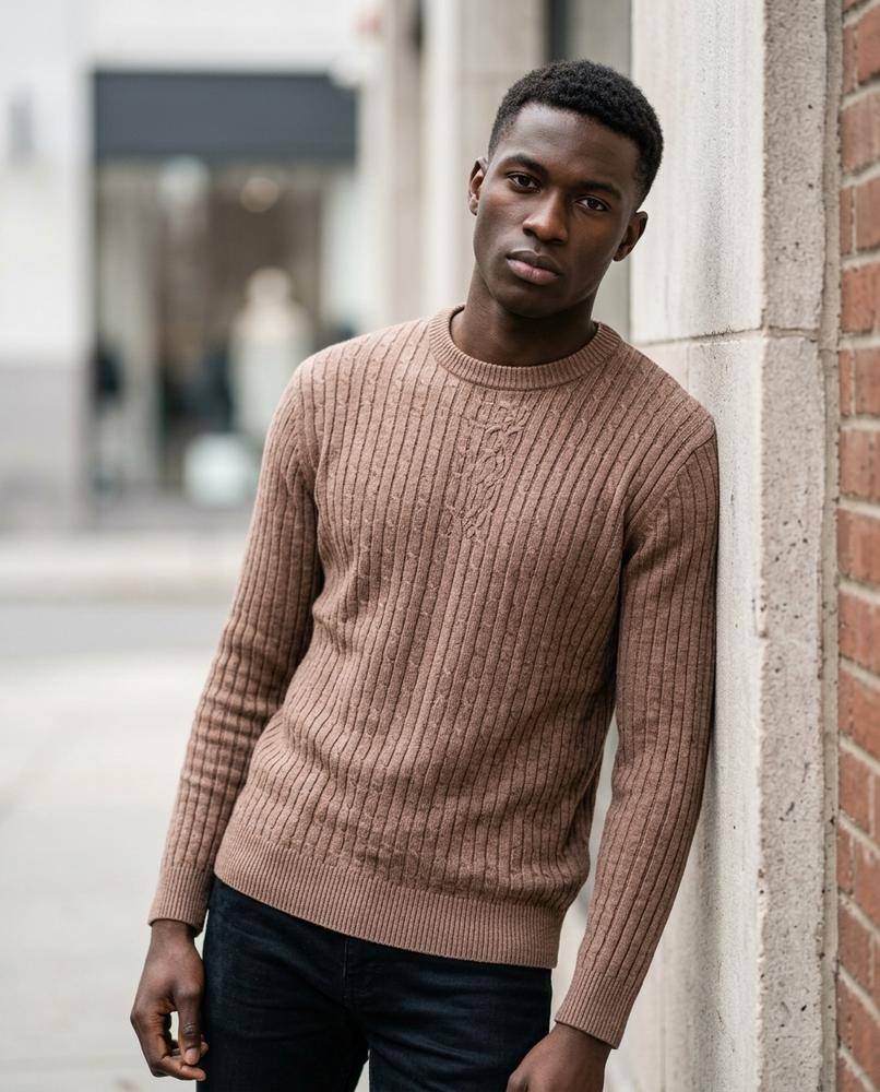 Zumieze - Vemir | Cable-Knit Slim-Fit Turtleneck Sweater Men