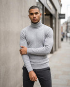 Zumieze - Vemir | Cable-Knit Slim-Fit Turtleneck Sweater Men