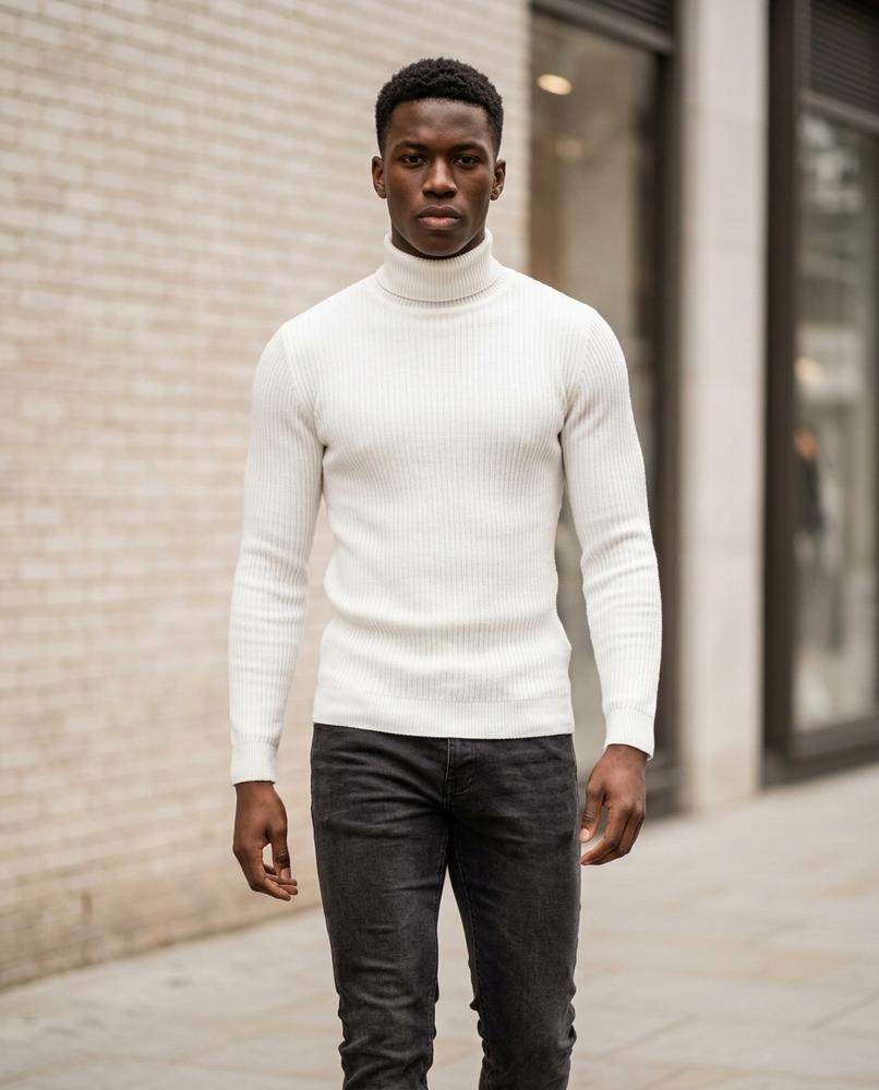 Zumieze - Vemir | Cable-Knit Slim-Fit Turtleneck Sweater Men