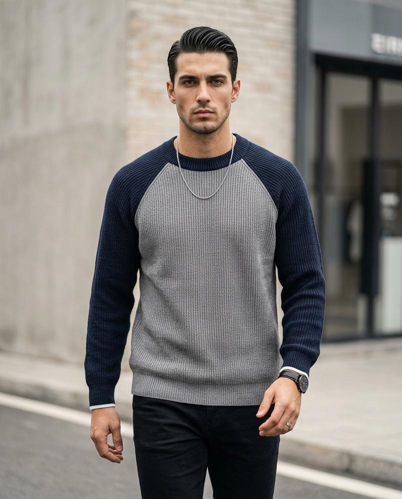 Zumieze - Nidan | Two-Tone Rib-Knit Sweater Men