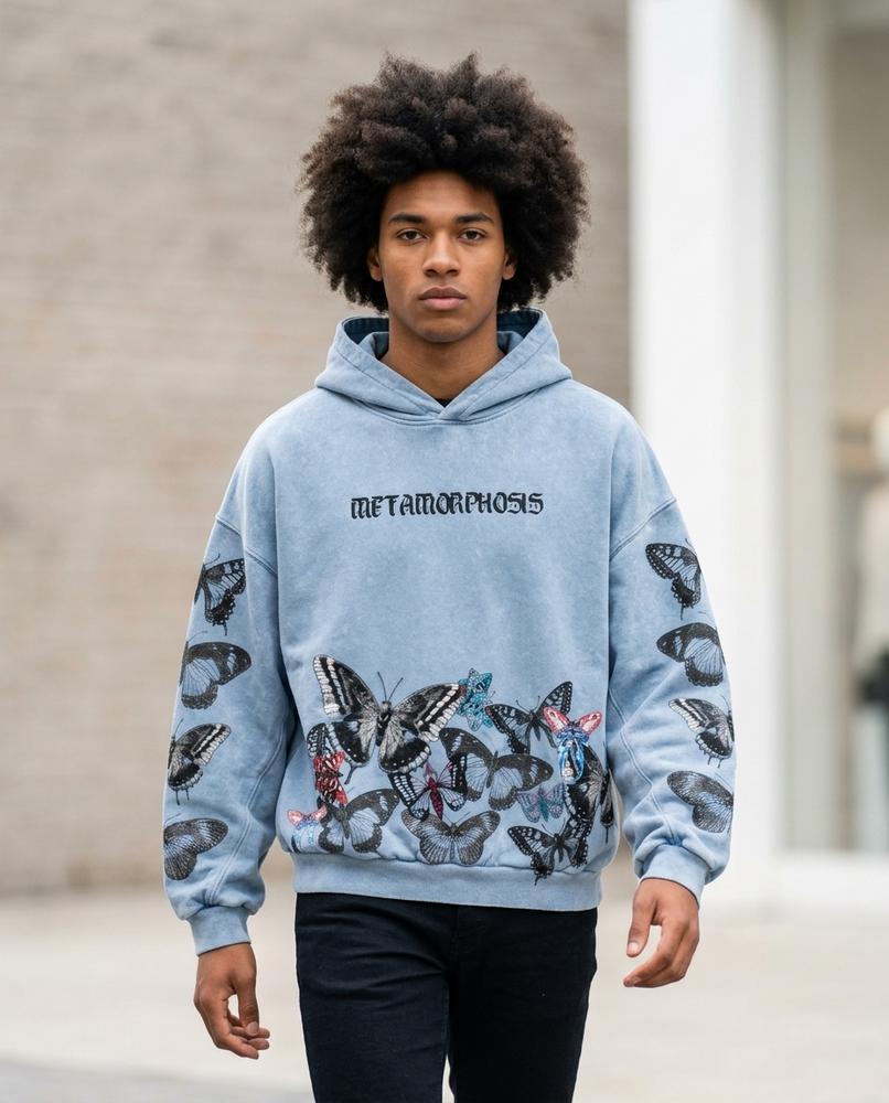 Zumieze - Alvan | Graphic-Print Washed-Look Hoodie Unisex