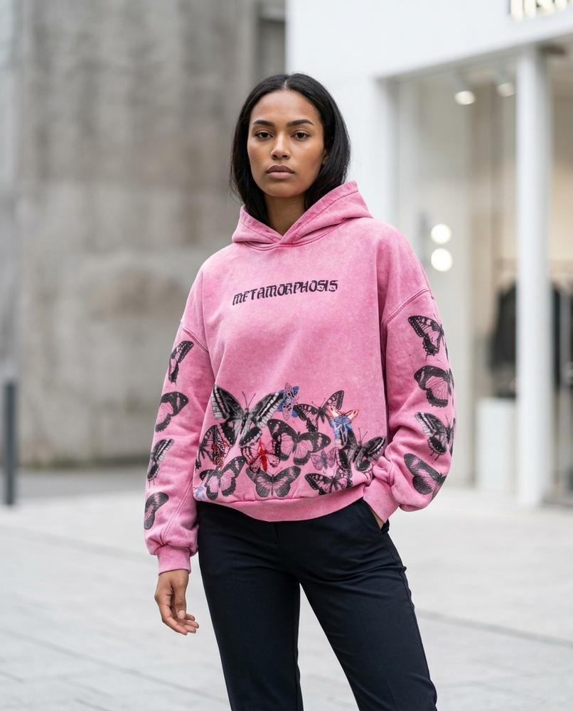 Zumieze - Alvan | Graphic-Print Washed-Look Hoodie Unisex