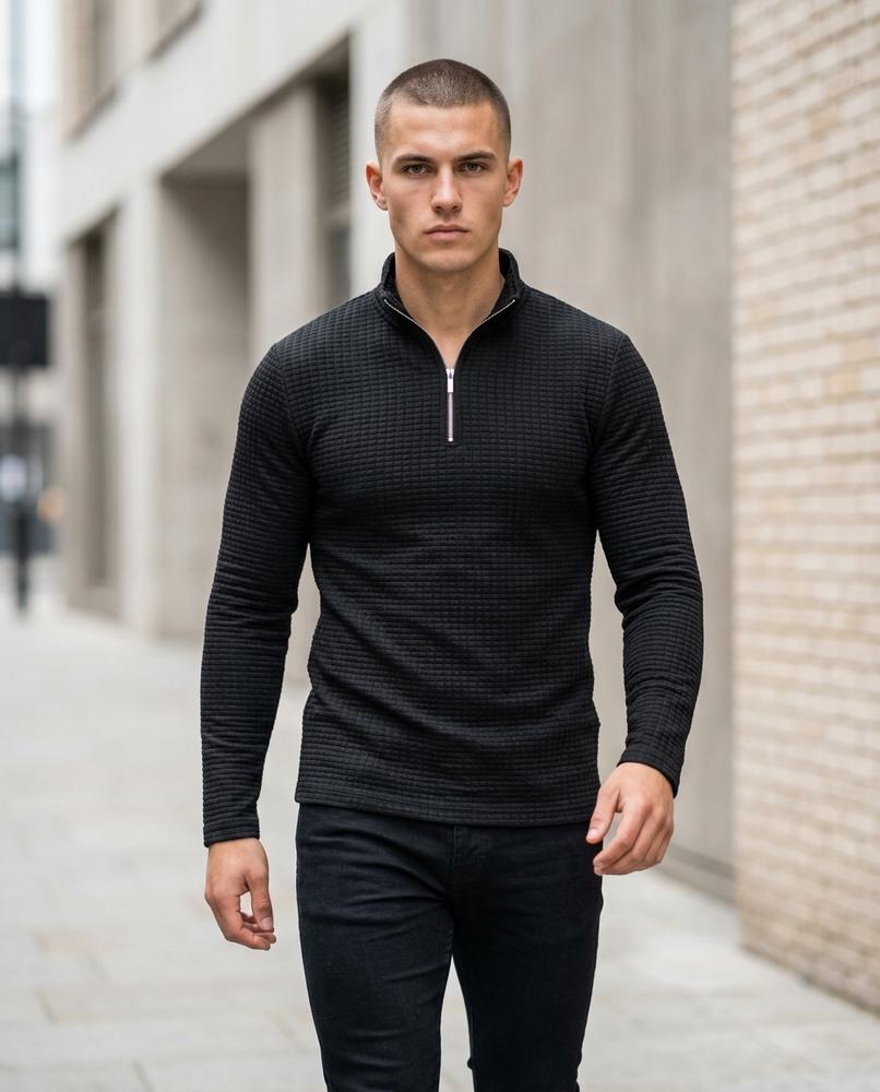 Zumieze - Zemir | Textured Quarter-Zip Sweater Men