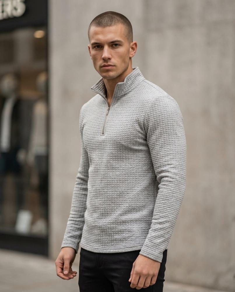 Zumieze - Zemir | Textured Quarter-Zip Sweater Men
