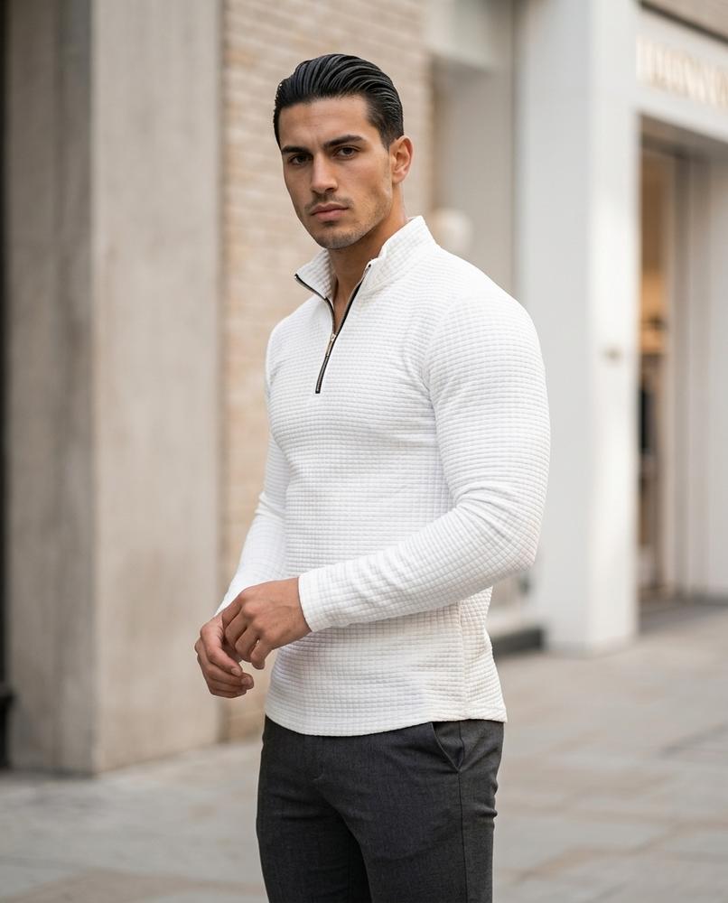 Zumieze - Zemir | Textured Quarter-Zip Sweater Men