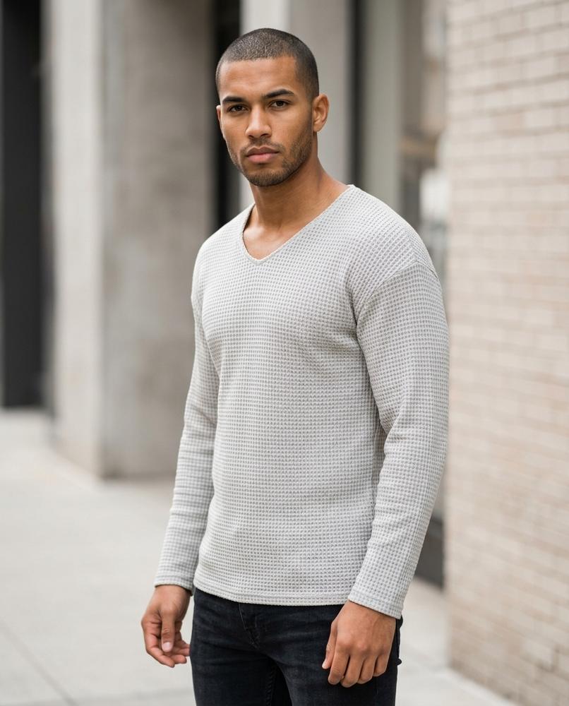 Zumieze - Kasan | Waffle-Knit V-Neck Sweater Men