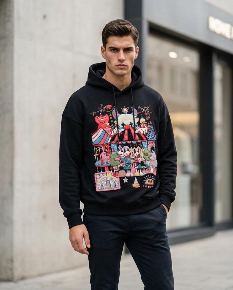 Zumieze - Karen | Embroidered Relaxed Fit Hoodie Men