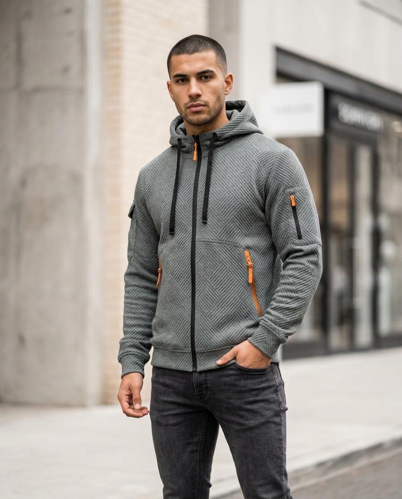 Zumieze - Miken | Quilted Zip-Up Hoodie Men