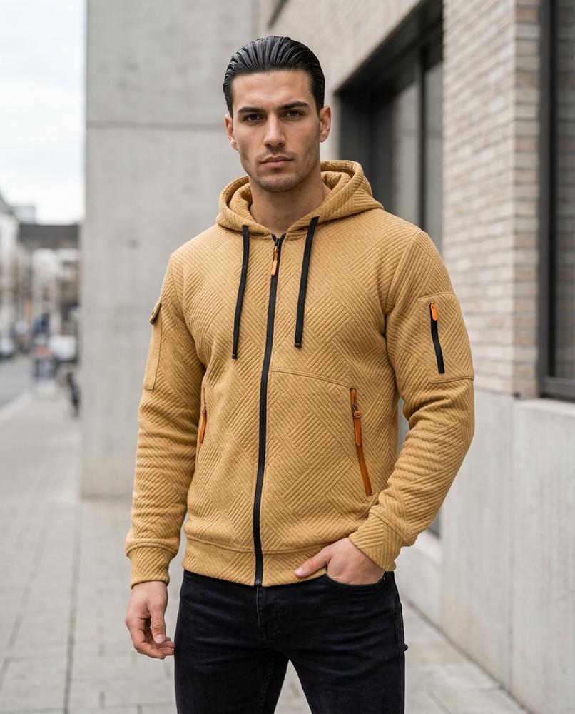 Zumieze - Miken | Quilted Zip-Up Hoodie Men