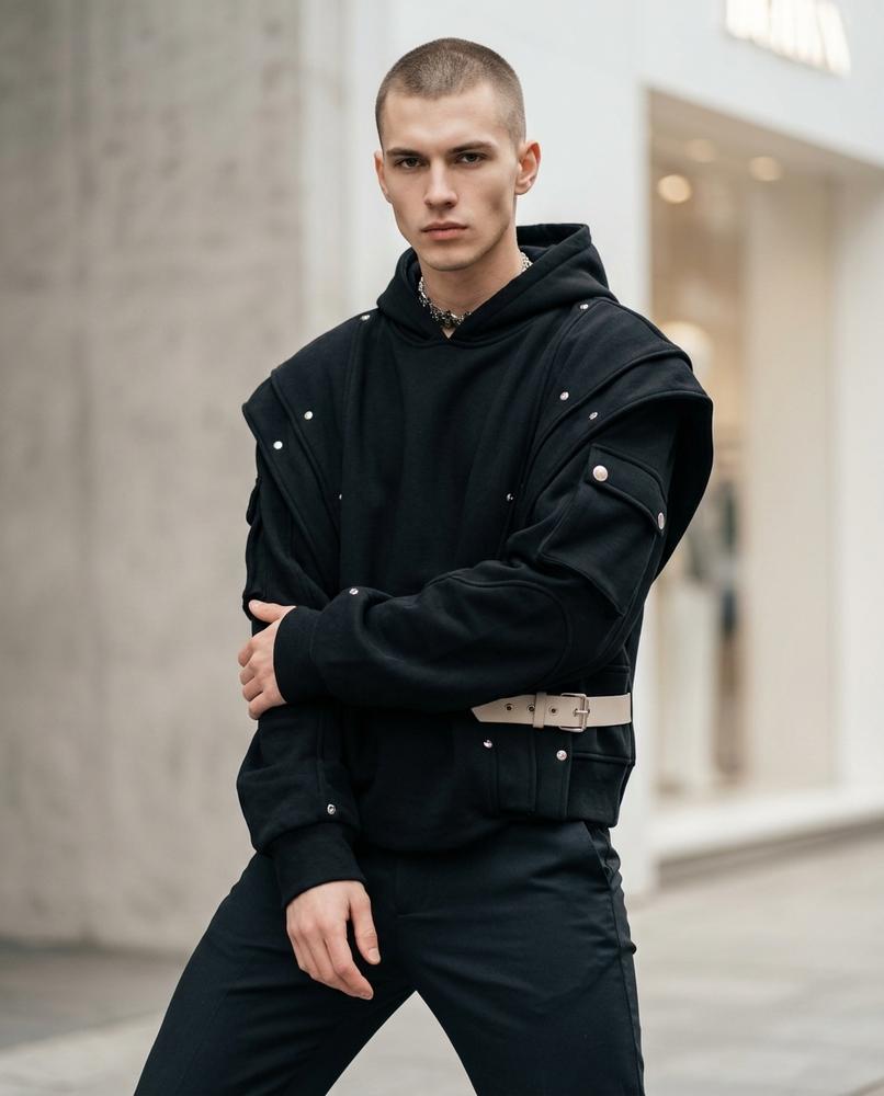 Zumieze - Salor | Layered Riveted Hoodie Unisex