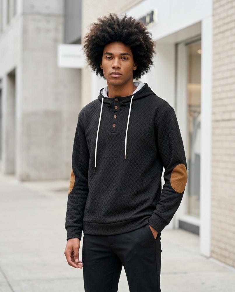 Zumieze - Lysan | Quilted Button-Placket Hoodie Men