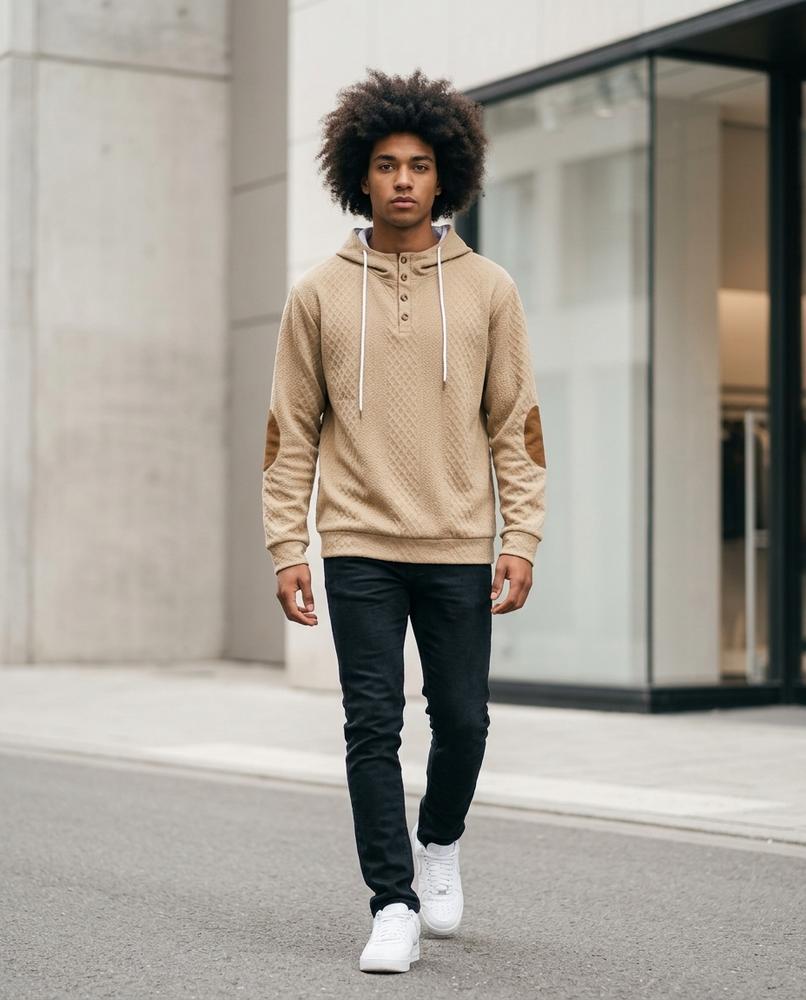Zumieze - Lysan | Quilted Button-Placket Hoodie Men